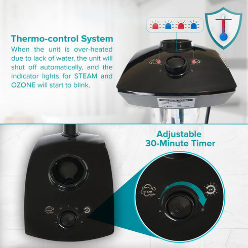 JJ CARE Professional Ozone Facial Steamer, Face Steamer with Thermo Control System, Adjustable Height (31.5" to 41") - Home and Salon Spa Use